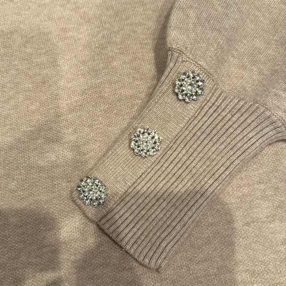 Tahari Mockneck Pullover Medium Jewel Sleeve Detail - Picture 4 of 5